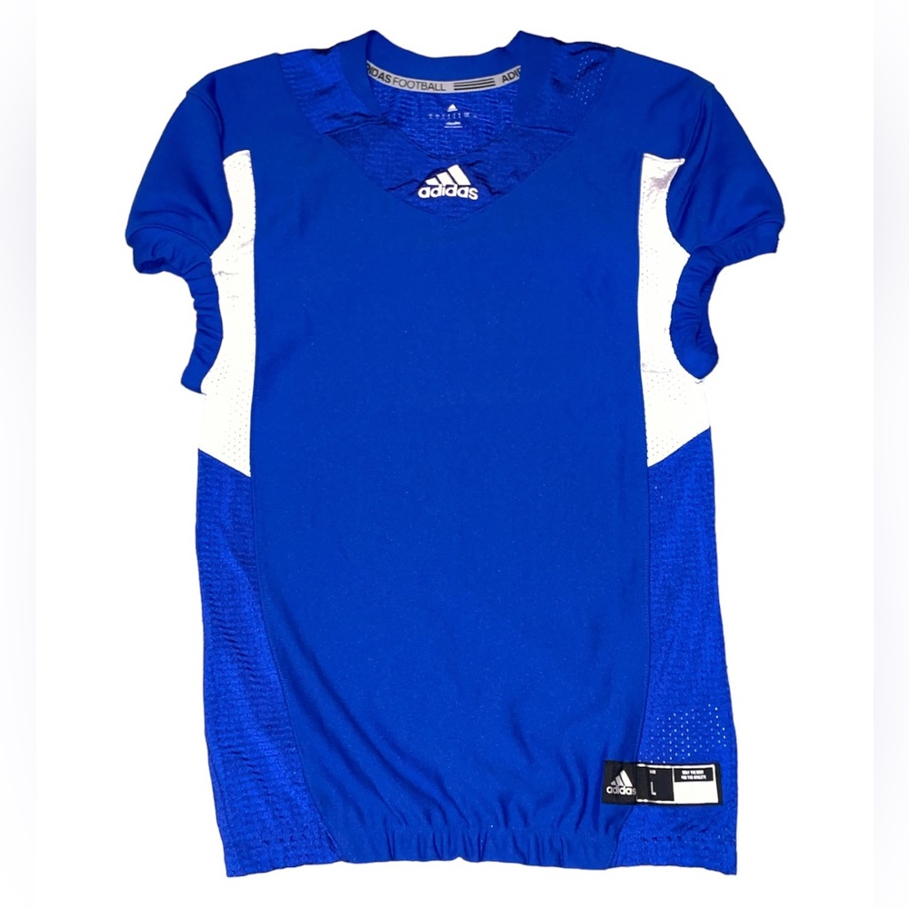 NWT Adidas Football Blue & White Jersey Size Large